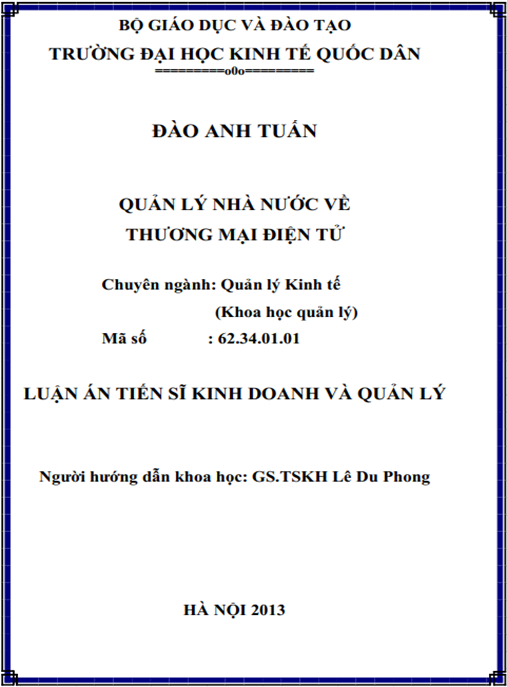 Luận án Quản lý nhà nước về thương mại điện tử