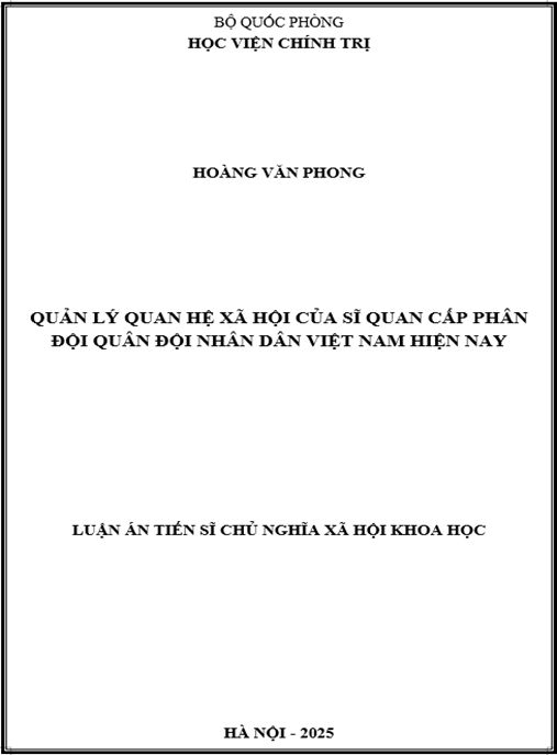 Luận án Quản lý quan hệ xã hội của sĩ quan cấp phân đội Quân đội nhân dân Việt Nam hiện nay