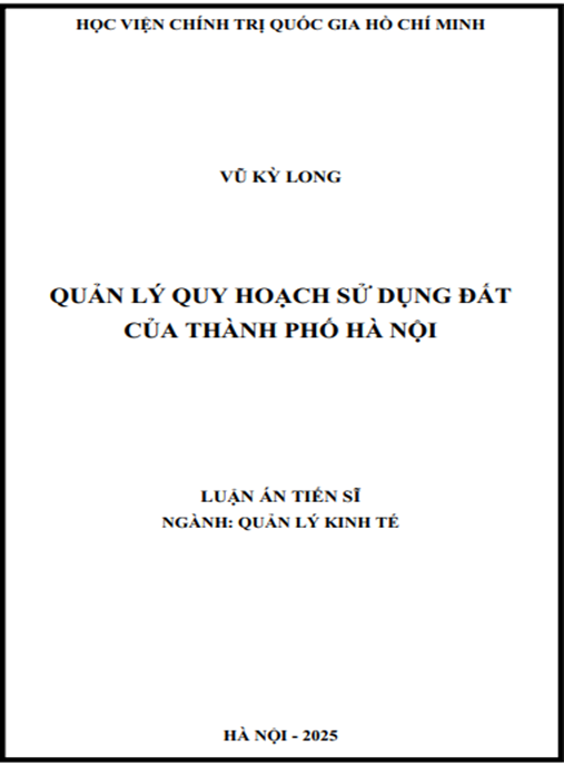 Luận án –  Quản lý quy hoạch sử dụng đất của Thành Phố Hà Nội