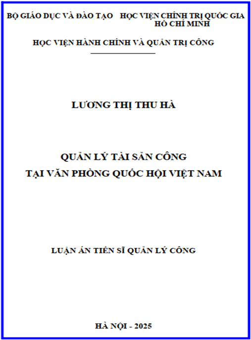 Luận án Quản lý tài sản công tại Văn phòng Quốc hội Việt Nam