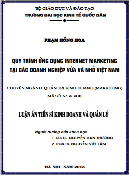 Luận án Quy trình ứng dụng Internet Marketing tại các doanh nghiệp vừa và nhỏ Việt Nam