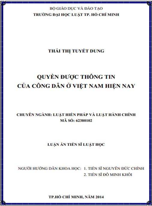 Luận án Quyền được thông tin của công dân ở Việt Nam hiện nay