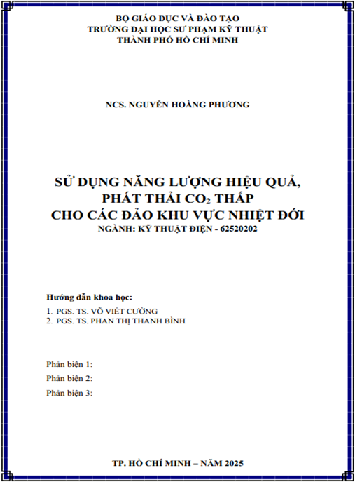 Luận án Sử dụng năng lượng hiệu quả – phát thải CO2 thấp cho các đảo khu vực nhiệt đới