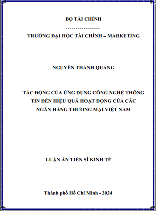 Luận án Tác động của ứng dụng công nghệ thông tin đến hiệu quả hoạt động của các ngân hàng thương mại Việt Nam