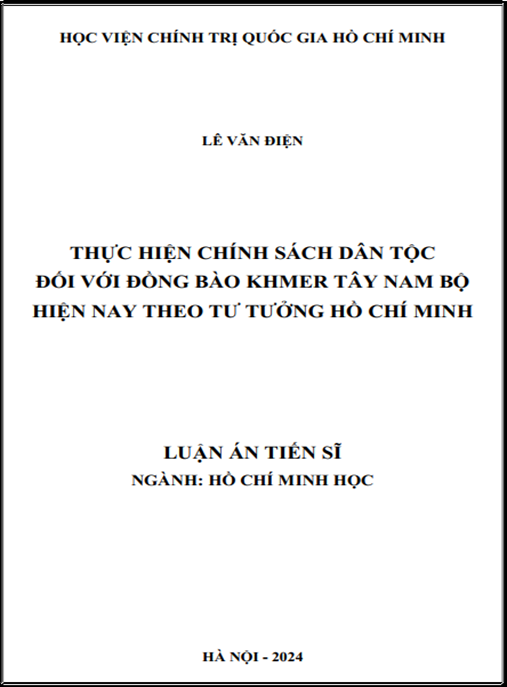 Luận án –  Thực hiện chính sách dân tộc đối với đồng bào Khmer Tây Nam Bộ hiện nay theo tư tưởng Hồ Chí Minh