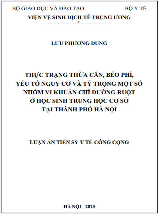 Luận án Thực trạng thừa cân – béo phì – yếu tố nguy cơ và tỷ trọng một số nhóm vi khuẩn chí đường ruột ở học sinh trung học cơ sở tại thành phố Hà Nội