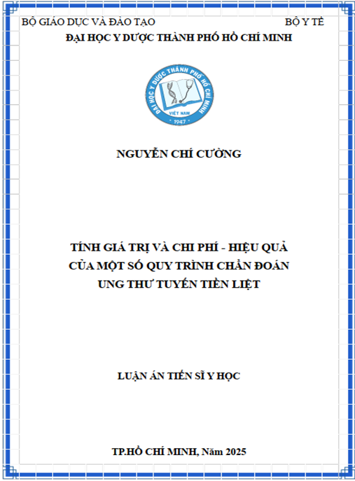 Luận án Tính giá trị và chi phí – hiệu quả của một số quy trình chẩn đoán ung thư tuyến tiền liệt
