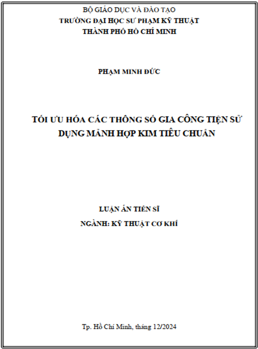 Luận án  Tối ưu hóa các thông số gia công tiện sử dụng mảnh hợp kim tiêu chuẩn