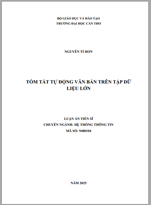 Luận án Tóm Tắt Tự Động Văn Bản Trên Tập Dữ Liệu Lớn