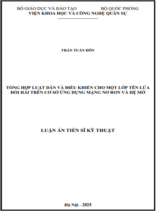 Luận án Tổng hợp luật dẫn và điều khiển cho một lớp tên lửa đối hải trên cơ sở ứng dụng mạng nơ ron và hệ mờ