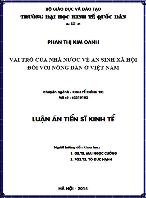 Luận án Vai trò của nhà nước về an sinh xã hội đối với nông dân ở Việt Nam