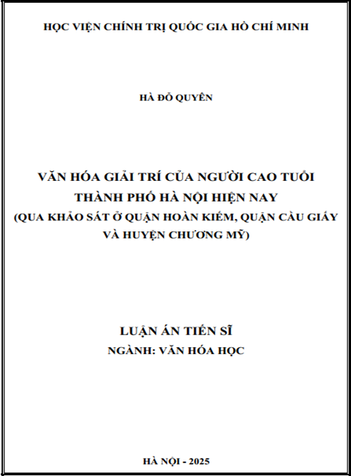 Luận án Văn hóa giải trí của người cao tuổi thành phố Hà Nội hiện nay