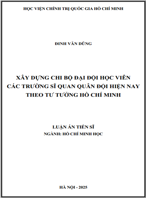 Luận án Xây dựng chi bộ đại học viên các trường Sĩ quan Quân đội hiện nay theo tư tưởng Hồ Chí Minh