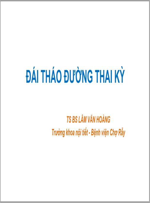 Bài giảng Đái tháo đường thai kỳ