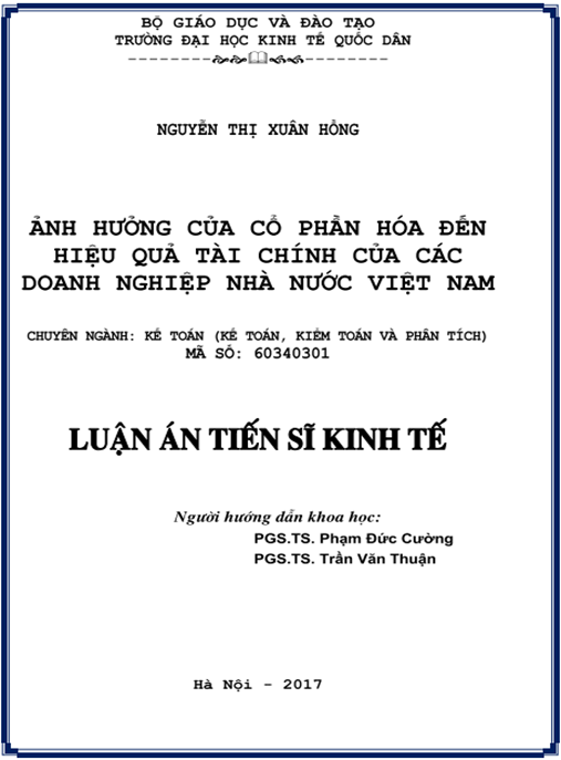 Luận án Ảnh hưởng của cổ phần hóa đến hiệu quả tài chính của các DNNN Việt Nam