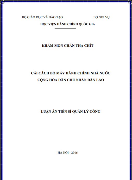 Luận án Cải cách bộ máy hành chính nhà nước Cộng hòa Dân chủ Nhân dân Lào