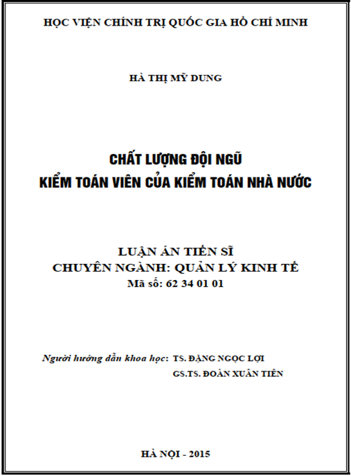 Luận án Chất lượng đội ngũ kiểm toán viên của Kiểm toán nhà nước