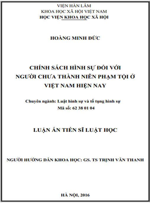 Luận án Chính sách hình sự đối với người chưa thành niên phạm tội ở Việt Nam hiện nay