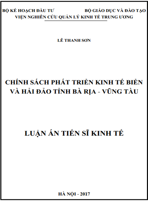 Luận án Chính sách phát triển kinh tế biển và hải đảo tỉnh Bà Rịa – Vũng Tàu