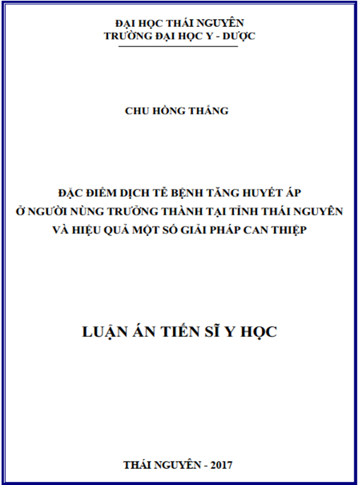 Luận án Đặc điểm dịch tễ tăng huyết áp ở người Nùng trưởng thành tại tỉnh Thái Nguyên và hiệu quả một số giải pháp can thiệp