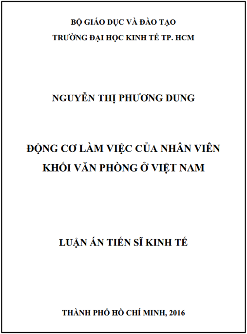 Luận án Động cơ làm việc của nhân viên khối văn phòng ở Việt Nam