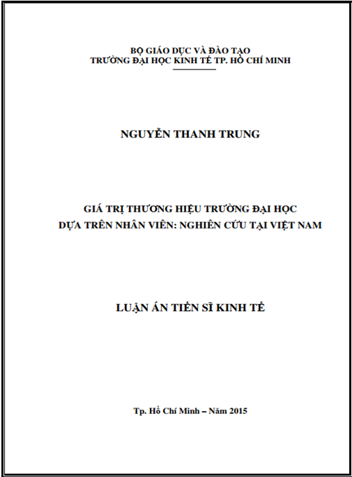 Luận án Giá trị thương hiệu trường đại học dựa trên nhân viên – nghiên cứu tại Việt Nam