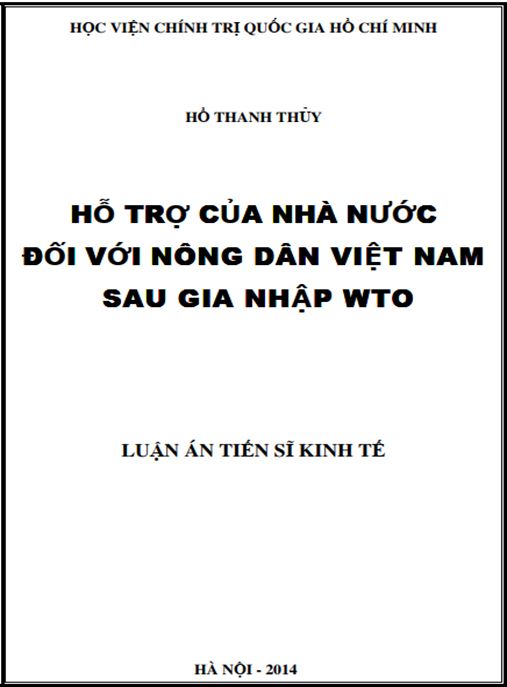 Luận án Hỗ trợ của Nhà nước đối với nông dân Việt Nam sau gia nhập WTO