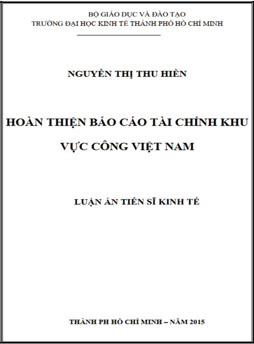 Luận án Hoàn thiện báo cáo tài chính khu vực công Việt Nam