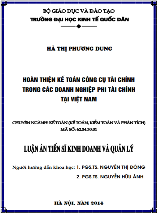 Luận án Hoàn thiện kế toán công cụ tài chính trong các doanh nghiệp phi tài chính tại Việt Nam