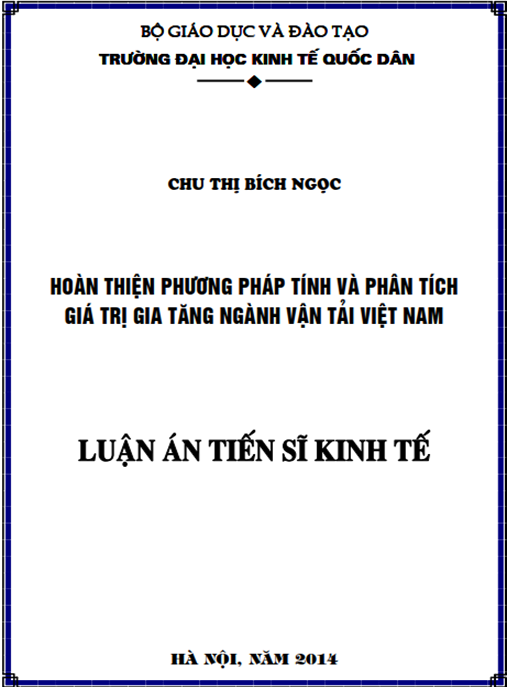 Luận án Hoàn thiện phương pháp tính và phân tích giá trị gia tăng ngành Vận tải Việt Nam