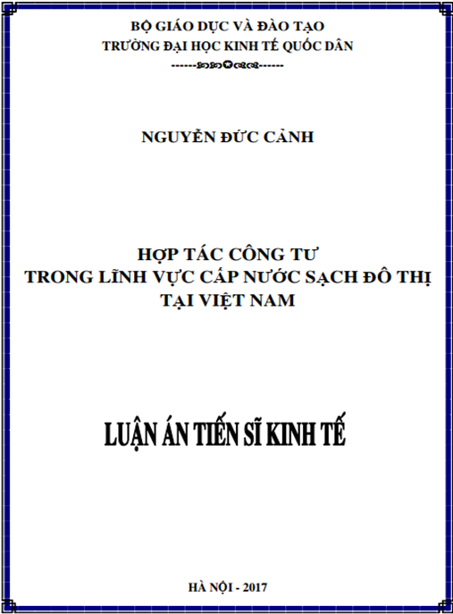 Luận án Hợp tác công tư trong lĩnh vực cấp nước sạch tại Việt Nam