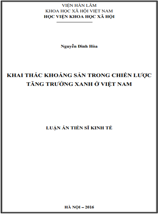 Luận án Khai thác khoáng sản trong chiến lược tăng trưởng xanh ở Việt Nam