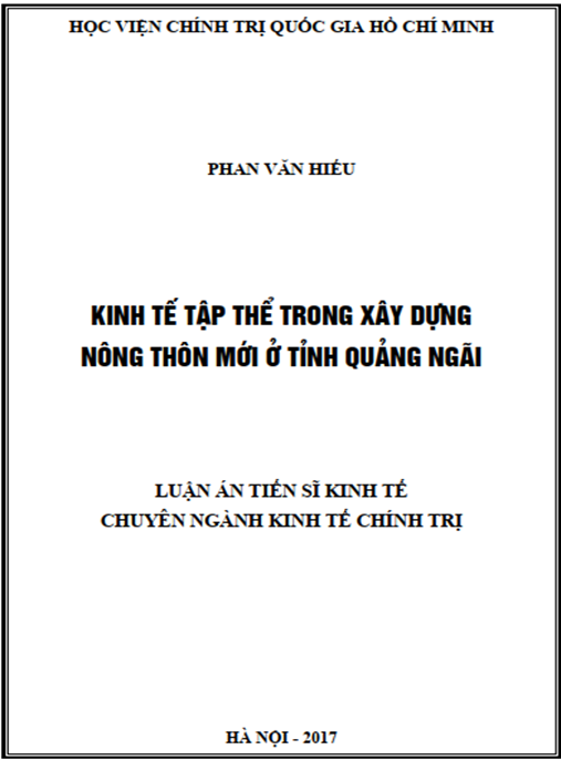 Luận án Kinh tế tập thể trong xây dựng nông thôn mới ở tỉnh Quảng Ngãi