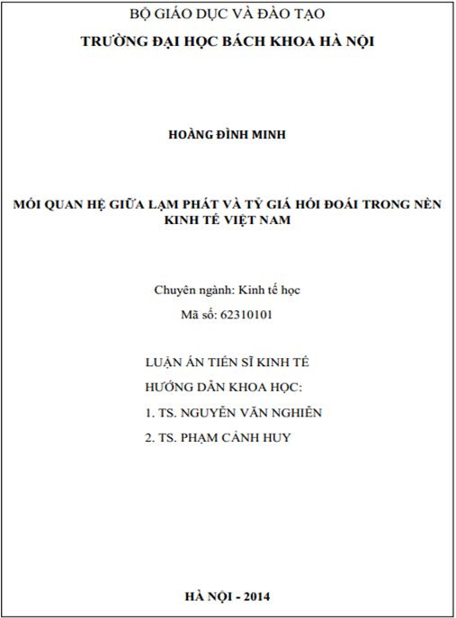 Luận án Mối quan hệ giữa lạm phát và tỷ giá hối đoái trong nền kinh tế Việt Nam