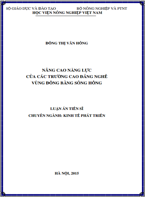 Luận án Nâng cao năng lực của các trường cao đẳng nghề vùng đồng bằng sông Hồng