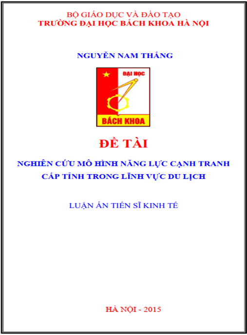 Luận án Nghiên cứu mô hình năng lực cạnh tranh cấp tỉnh trong lĩnh vực du lịch