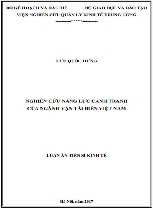 Luận án Nghiên cứu năng lực cạnh tranh của ngành vận tải biển Việt Nam