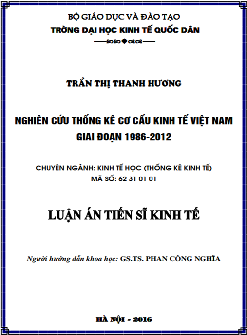 Luận án Nghiên cứu thống kê cơ cấu kinh tế Việt Nam giai đoạn 1986-2012