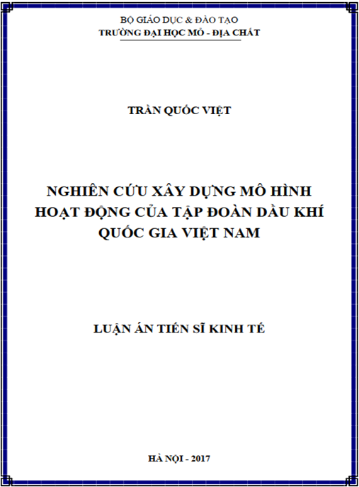 Luận án Nghiên cứu xây dựng mô hình hoạt động của Tập đoàn dầu khí quốc gia Việt Nam