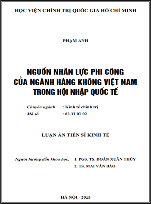 Luận án Nguồn nhân lực phi công của ngành hàng không Việt Nam trong hội nhập quốc tế