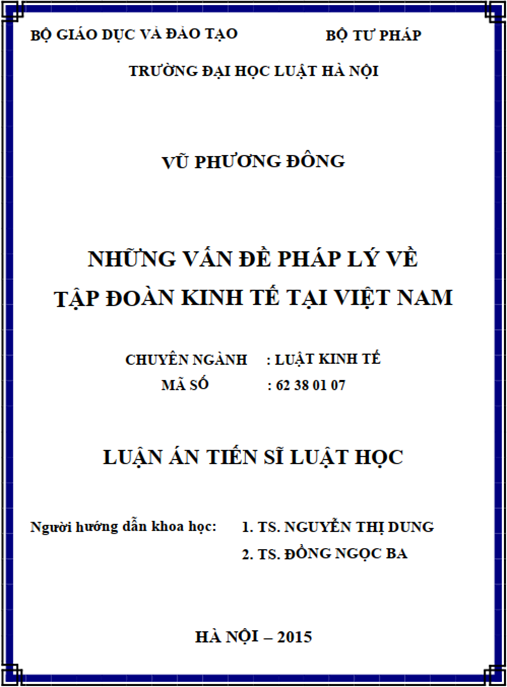 Luận án Những vấn đề pháp lý về tập đoàn kinh tế tại Việt Nam