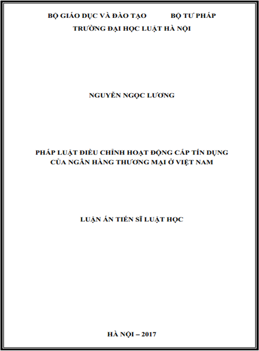 Luận án Pháp luật điều chỉnh hoạt động cấp tín dụng của Ngân hàng thương mại ở Việt Nam