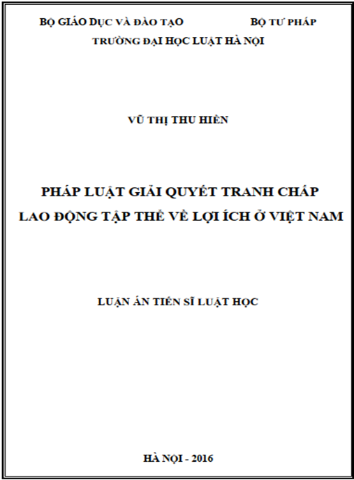 Luận án Pháp luật giải quyết tranh chấp lao động tập thể về lợi ích ở Việt Nam