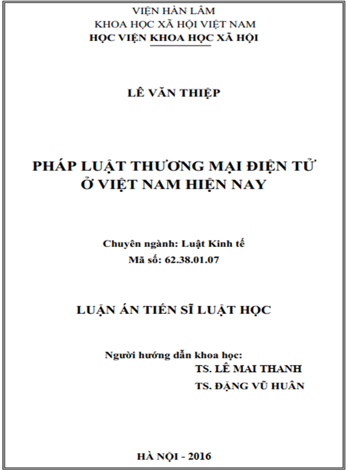Luận án Pháp luật thương mại điện tử ở Việt Nam hiện nay