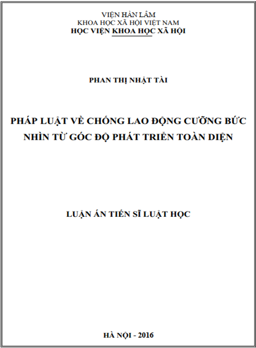 Luận án Pháp luật về chống lao động cưỡng bức nhìn từ góc độ phát triển toàn diện