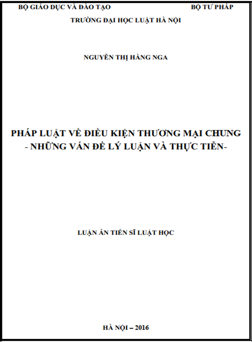 Luận án Pháp luật về điều kiện thương mại chung – Những vấn đề lý luận và thực tiễn