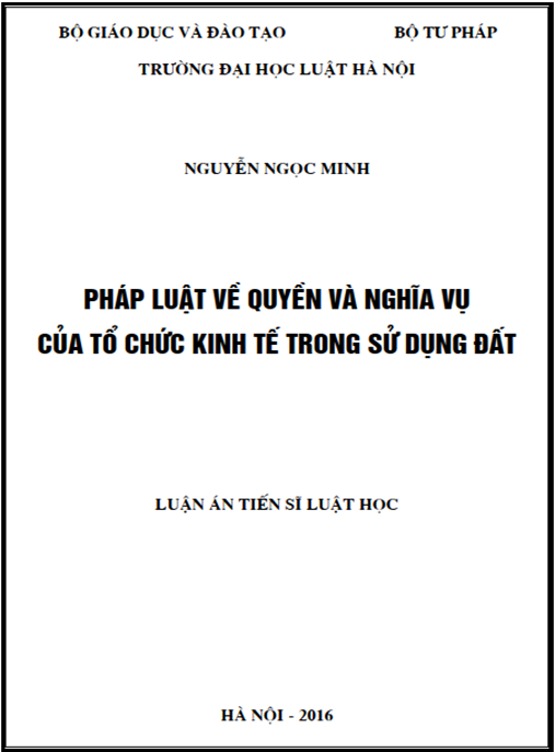 Luận án Pháp luật về quyền và nghĩa vụ của tổ chức kinh tế trong sử dụng đất