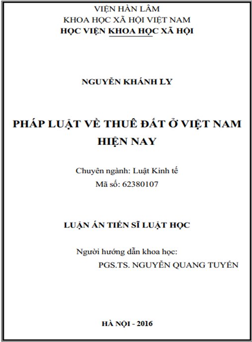 Luận án Pháp luật về thuế đất ở Việt Nam hiện nay