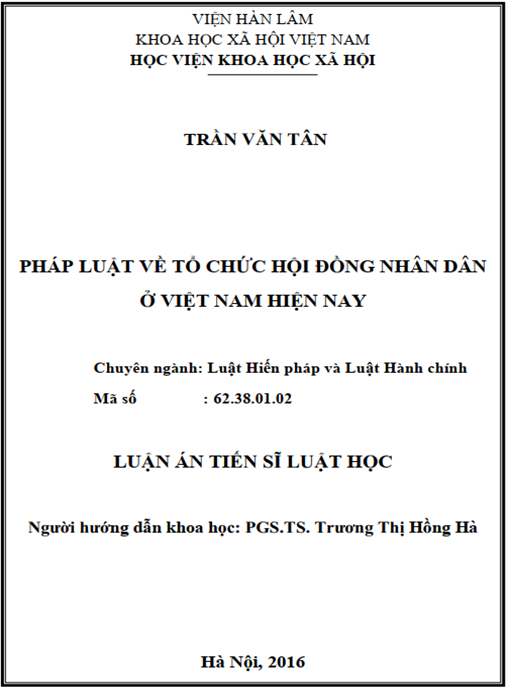 Luận án Pháp luật về tổ chức HĐND ở Việt Nam hiện nay