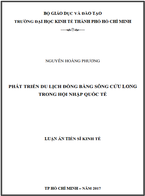 Luận án Phát Triển Du Lịch Đồng Bằng Sông Cửu Long Trong Hội Nhập Quốc Tế